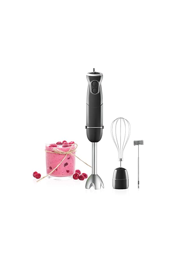 IAF In 1 Hand Blender, 500W 6-Speed Immersion Stick Blender With Turbo Button, With Stainless Steel Whisk And Chopper, Black - Image 2
