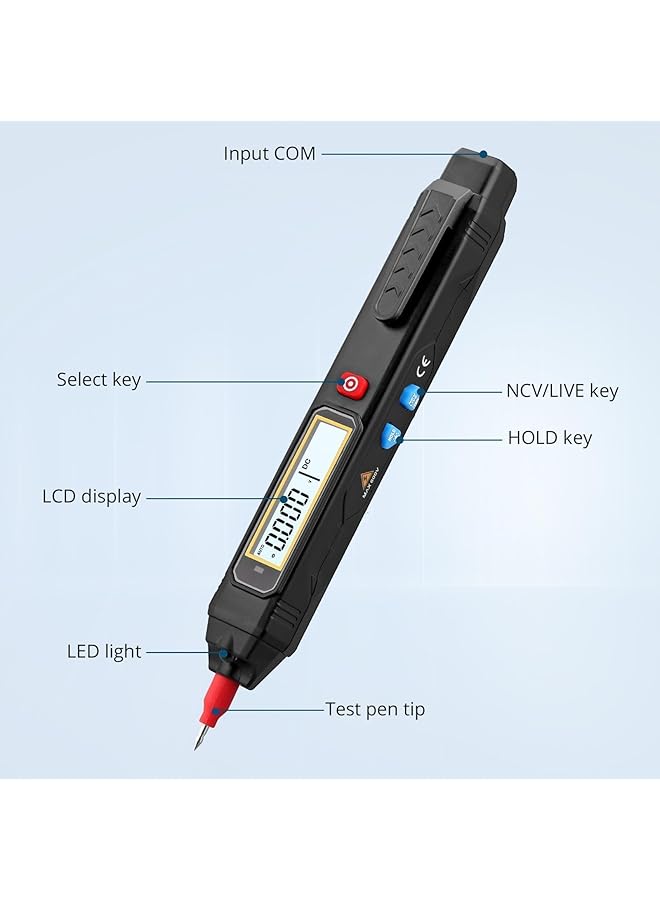 KASTWAVE Multimeter Ac/Dc Voltage Tester, 6000 Counts Pen Type Professional Current Meter, Non-Contact Electricians Voltmeter Tester For Ac/Dc Voltage, Live Wire, Resistance, Continuity And Diode Tests - Image 2