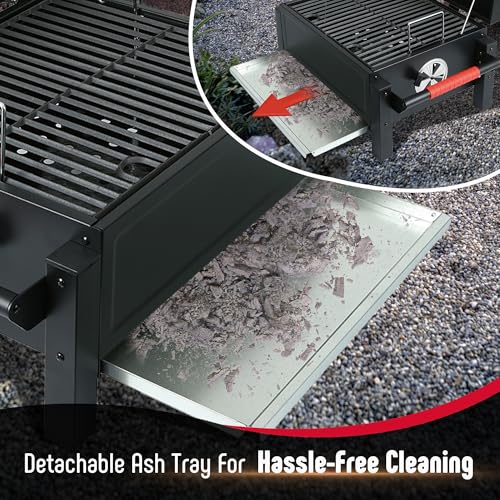 Feasto Portable Tabletop Charcoal Grill, 354 Sq.In Cooking Area with Cast Iron Grates & Temp Gauge, Small BBQ Grill for Camping, Picnic, RV, Outdoor Patio, Grey - Image 2