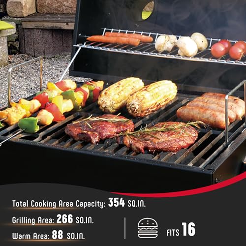 Feasto Portable Tabletop Charcoal Grill, 354 Sq.In Cooking Area with Cast Iron Grates & Temp Gauge, Small BBQ Grill for Camping, Picnic, RV, Outdoor Patio, Grey - Image 5