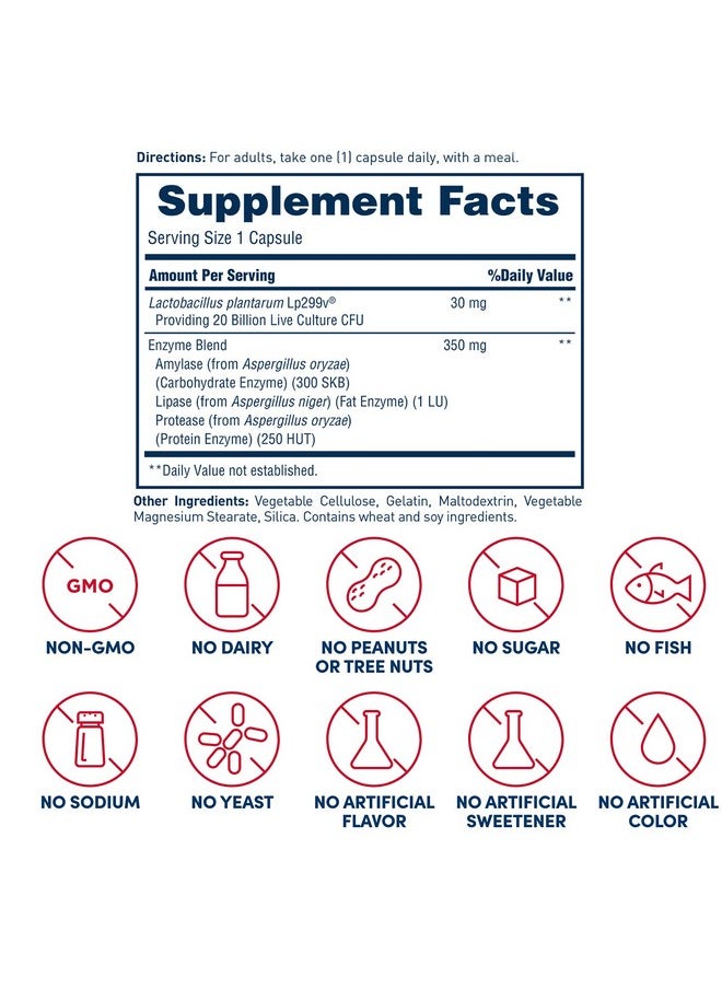 American Health - Enzyme Probiotic Complex Plus 20 Billion Microorganisms Clinically Studied Strain Advanced Support For Gas & Bloating* Nongmo 30 Capsules 30 Total Servings - Image 1