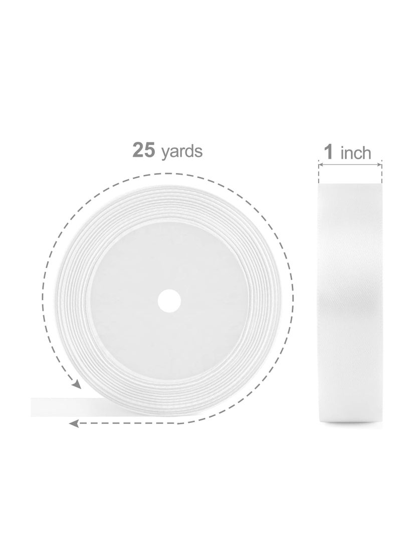 Sadaf شريط ساتان بعرض 1 بوصة للحرف اليدوية والتغليف والتزيين باللون الأبيض - Image 2