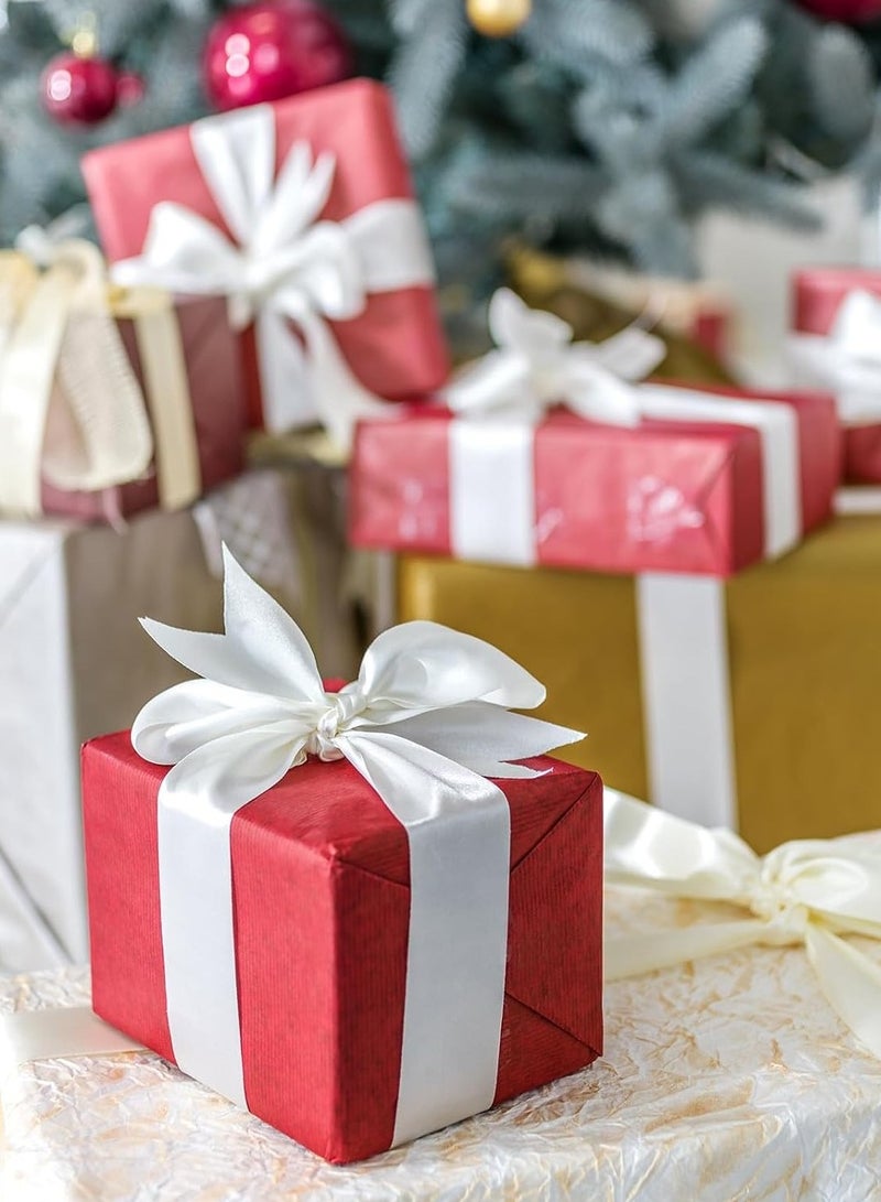 Sadaf شريط ساتان بعرض 1 بوصة للحرف اليدوية والتغليف والتزيين باللون الأبيض - Image 3