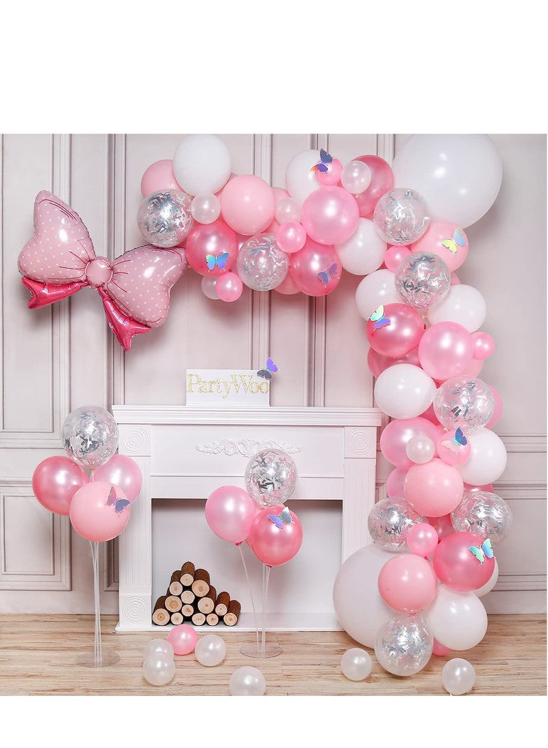 Pink Balloons Garland Kit with Bow for Girls  - Image 1