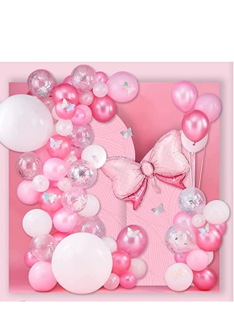 Pink Balloons Garland Kit with Bow for Girls  - Image 2