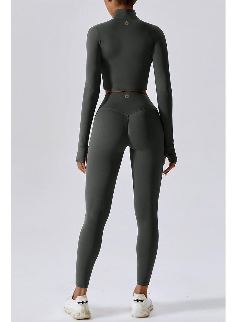 KAWN.YOGA Womens Fitted Cropped High-Neck Jacket - Image 5