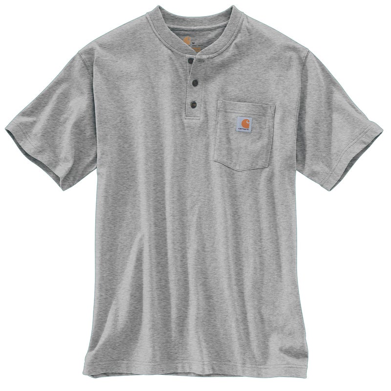 Carhartt Mens Loose Fit Heavyweight Short-Sleeve Pocket T-Shirt (Big & Tall) Henley Shirts, Heather Gray, 3X-Large US - Image 2