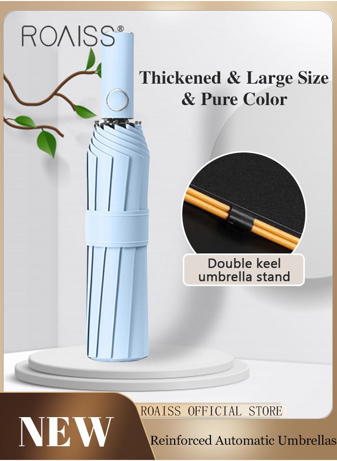 roaiss - Unisex Full Automatic Umbrella Rain and Shine Dual Use Large Reinforced Thickened Portable Arc Umbrella for UV Protection Strong Rain Resistant and Windproof Parasol - Image 1