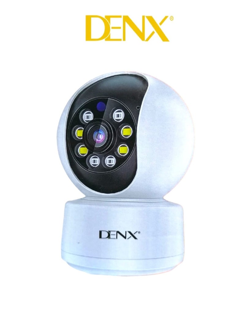 Denx High-resolution surveillance camera with 3.1 MP, featuring colored night vision, 340-degree viewing angle, and support for storage up to 128GB | DX2258 - Image 1