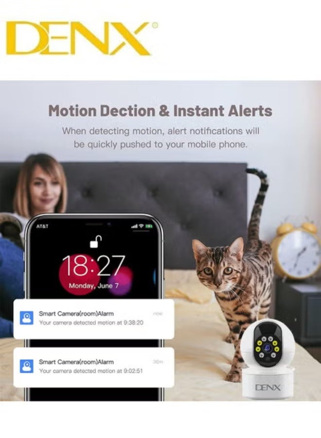 Denx High-resolution surveillance camera with 3.1 MP, featuring colored night vision, 340-degree viewing angle, and support for storage up to 128GB | DX2258 - Image 4