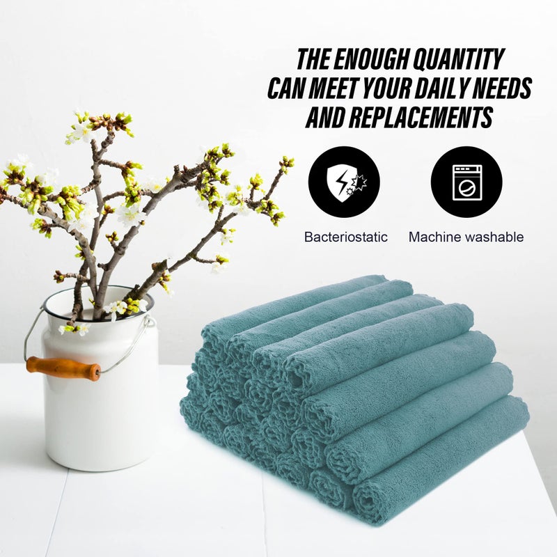 MOONQUEEN Ultra Soft Premium Washcloths Set - 12 x 12 inches - 24 Pack - Quick Drying - Highly Absorbent Coral Velvet Bathroom Wash Clothes - Use as Bath, Spa, Facial, Fingertip Towel (Teal) - Image 5