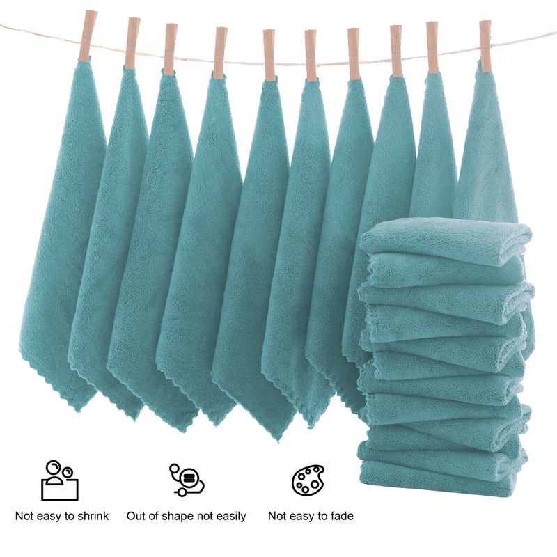 MOONQUEEN Ultra Soft Premium Washcloths Set - 12 x 12 inches - 24 Pack - Quick Drying - Highly Absorbent Coral Velvet Bathroom Wash Clothes - Use as Bath, Spa, Facial, Fingertip Towel (Teal) - Image 3