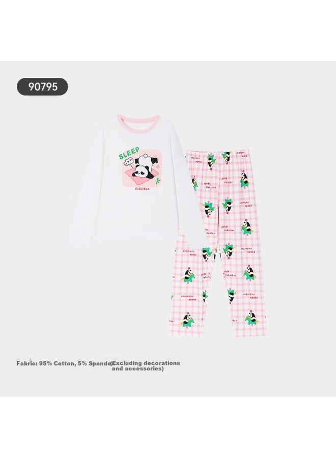 Long time companion Jiusuiban Children's Pajamas For Girls, Autumn And Winter Class A High-elastic Cotton Thin Home Wear Set, Cartoon Loose Sleepwear Pants For Older Childre - Image 4