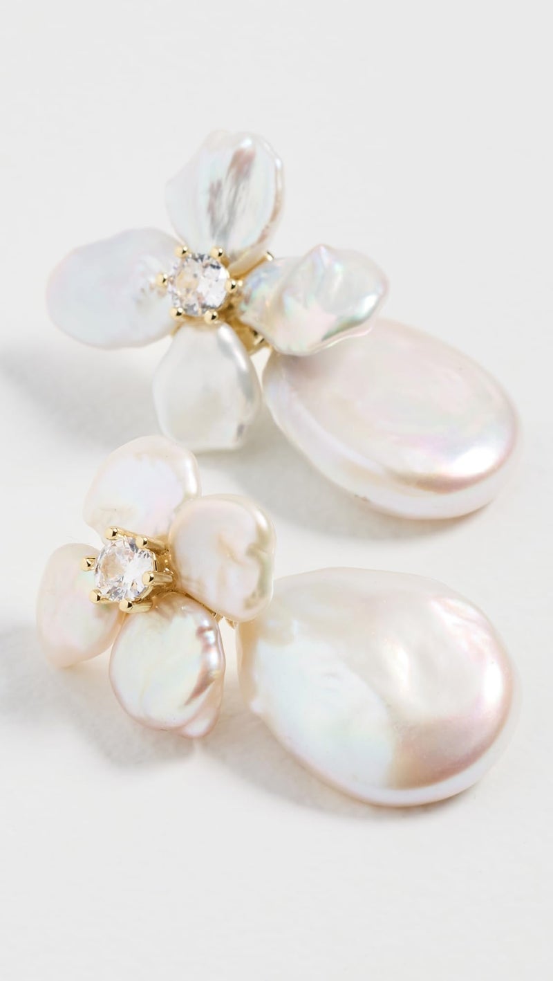 SHASHI Women's Fleur de Cleo Earrings, Gold/Pearl, One Size - Image 3