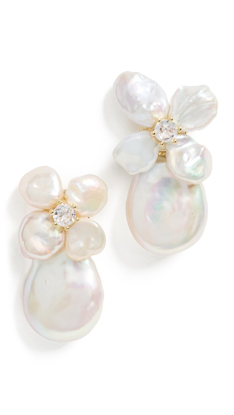 SHASHI Women's Fleur de Cleo Earrings, Gold/Pearl, One Size - Image 1