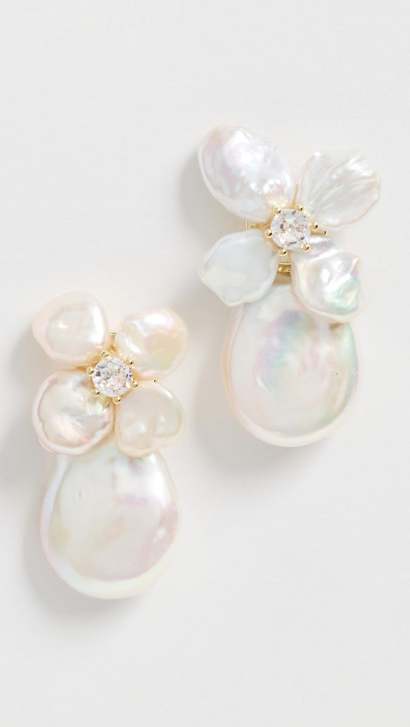 SHASHI Women's Fleur de Cleo Earrings, Gold/Pearl, One Size - Image 2