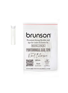 brunson False Nail Tips False Classic French White Professional Refill Pack 100 Pieces - Size 9, CLFCN9  - Image 1