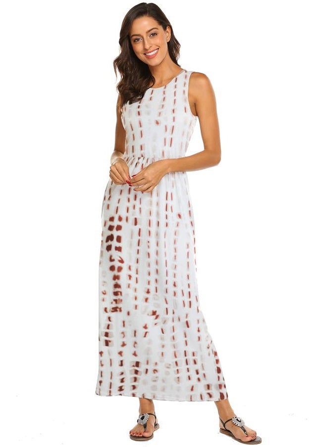 Hount Women's Summer Sleeveless Striped Flowy Casual Long Maxi Dress with Pockets, Coffee, L - Image 5