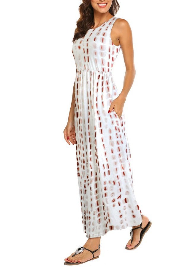 Hount Women's Summer Sleeveless Striped Flowy Casual Long Maxi Dress with Pockets, Coffee, L - Image 1