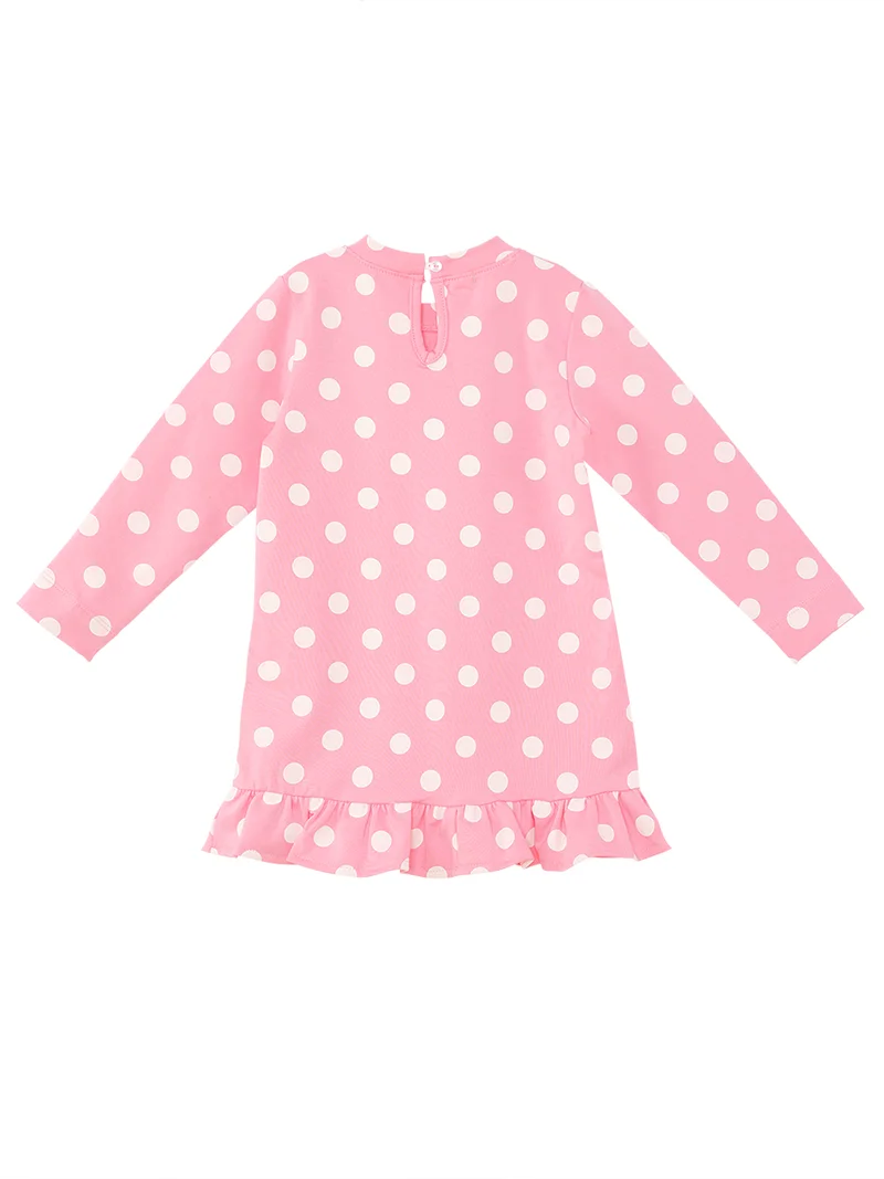 Denokids Teddy Bear Baby Girl Dotted Pink Dress