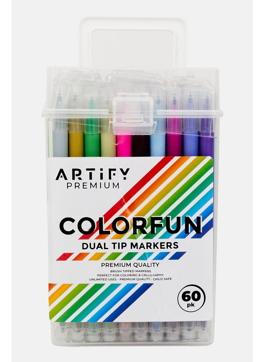 Artify 60 Colorfun Dual Tip Markers, White Combo  - Image 1