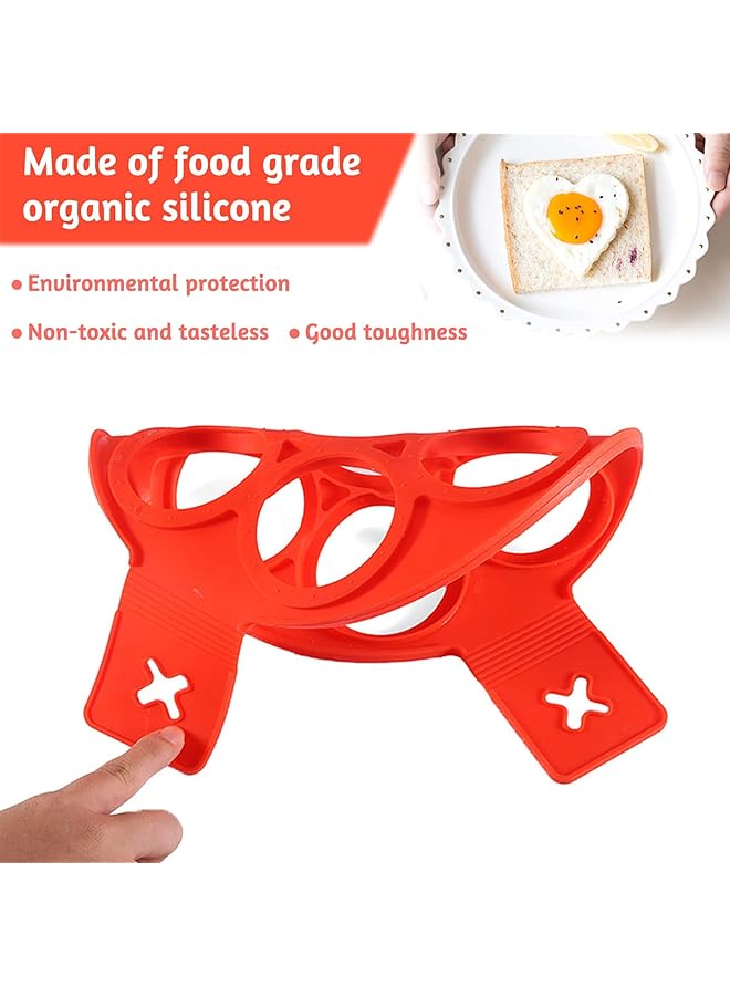 KASTWAVE Pancake Mold Maker, Silicone Non Stick Egg Ring, Baking Round And Heart Shape Omelette Mold 2 Pack - Image 3