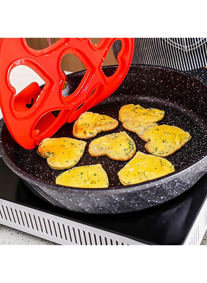 KASTWAVE Pancake Mold Maker, Silicone Non Stick Egg Ring, Baking Round And Heart Shape Omelette Mold 2 Pack - Image 4