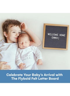 flybold Felt Letter Board - Baby Announcement Sign Board - Message Board With 340 Letters Numbers Sign Adjustable Tripod Stand - Announcement Board For Birth - Small Word Grey 10X10 Inch (Wall Mount)  - Image 4