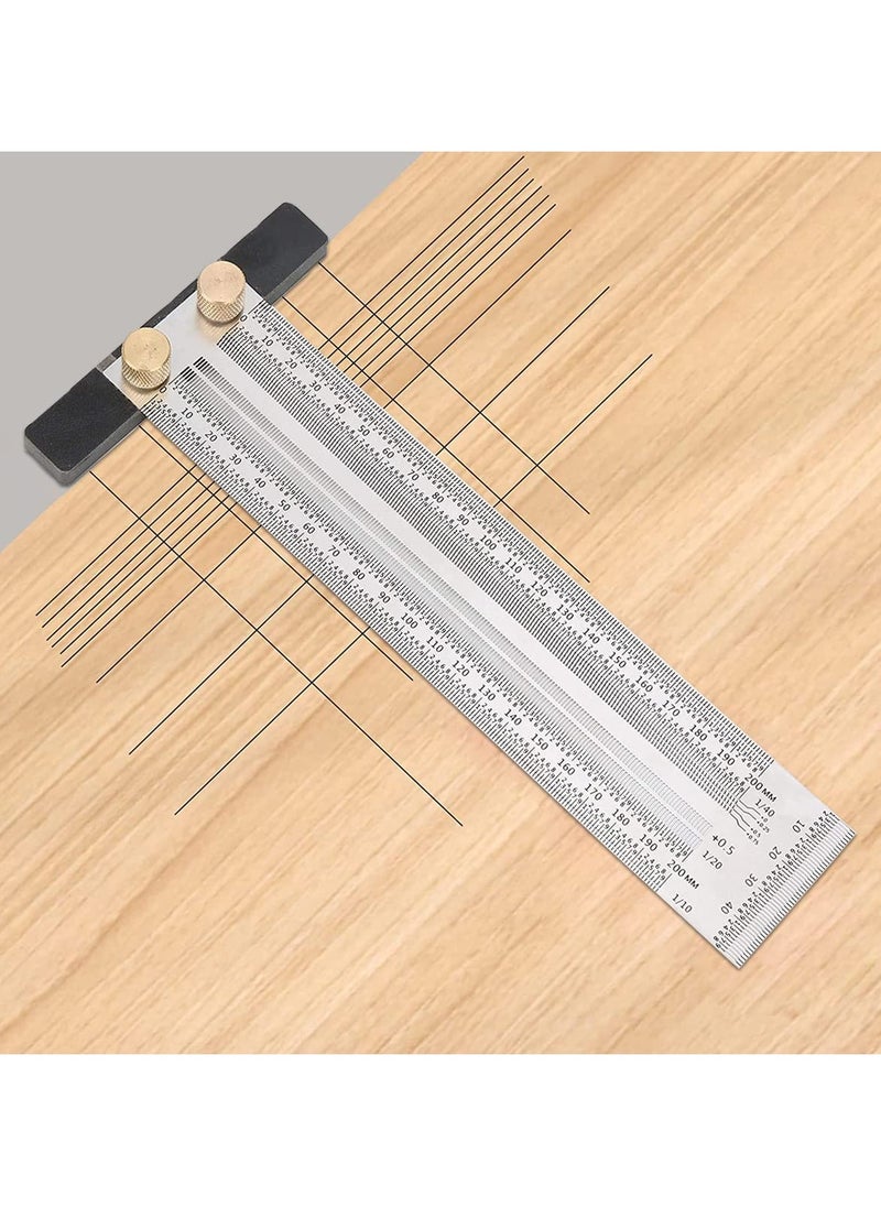 SYOSI - Construction Rulers, Woodworking Ruler, Precision Marking T Rule, T Square Hole Ruler, Stainless Steel Marking Ruler, Positioning, Scribbling Measuring Device for Carpenter, Engineer (400 mm) - Image 1