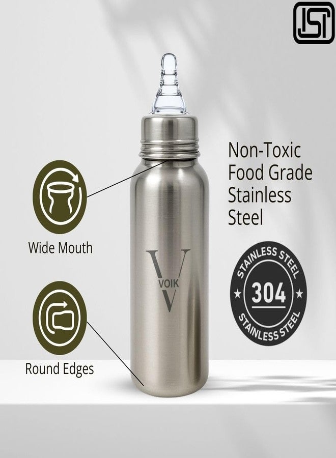 VOIK Stainless Steel Baby Feeding Bottle | BPA Free, Anti-Colic, Leak-Proof | 240ml | 100% Steel | for 3+ Months Babies | Eco-Friendly and Durable - Image 5