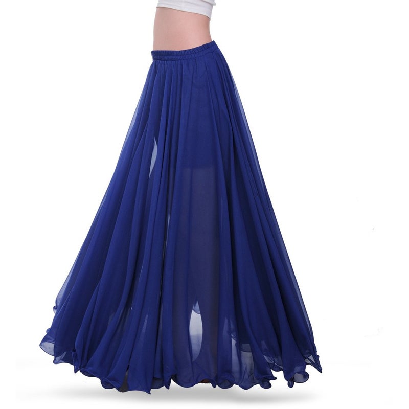 Royal Smeela Womens Belly Dance Skirt ATS Voile Maxi Full Tribal Bellydance Chiffon Skirt, Dark Blue, One Size - Image 1