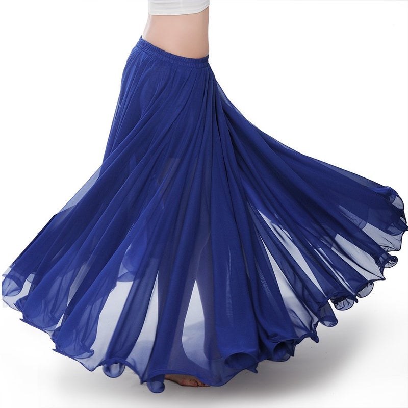 Royal Smeela Womens Belly Dance Skirt ATS Voile Maxi Full Tribal Bellydance Chiffon Skirt, Dark Blue, One Size - Image 2