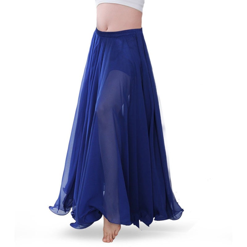 Royal Smeela Womens Belly Dance Skirt ATS Voile Maxi Full Tribal Bellydance Chiffon Skirt, Dark Blue, One Size - Image 3