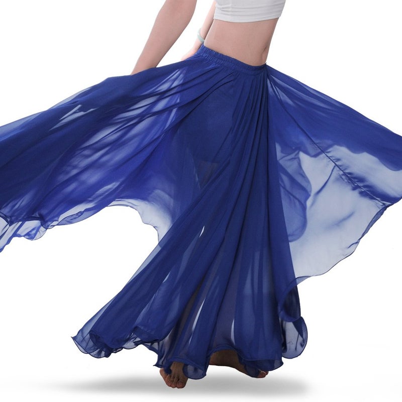 Royal Smeela Womens Belly Dance Skirt ATS Voile Maxi Full Tribal Bellydance Chiffon Skirt, Dark Blue, One Size - Image 4