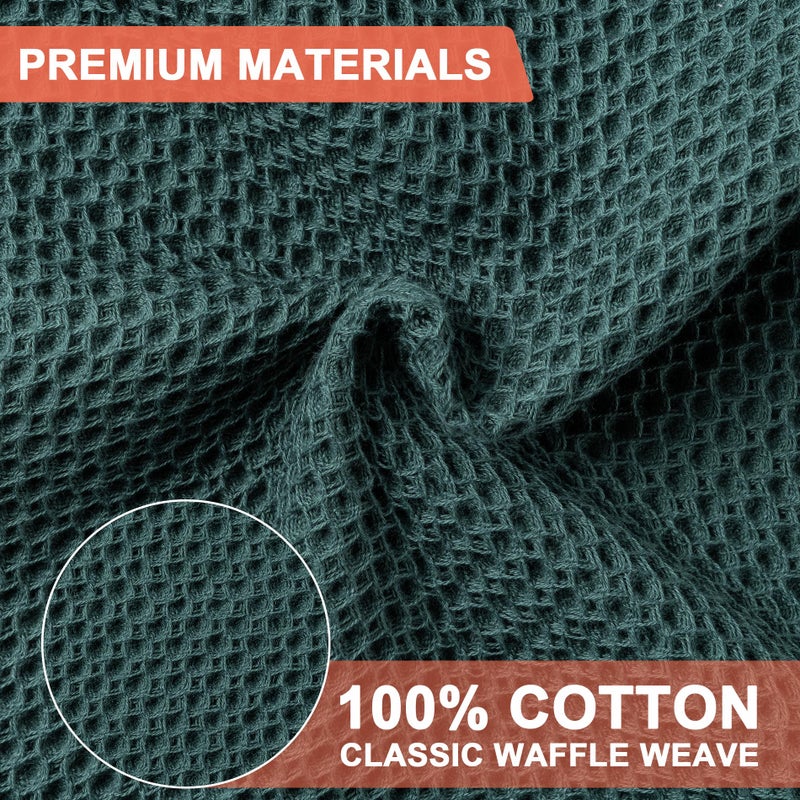 BOOMIBOO 6-Pack Kitchen Dish Cloths, 100% Cotton Waffle Weave, Ultra Soft Absorbent, Quick Drying Dish Towels, 12x12 Inches,Blackish Green - Image 2