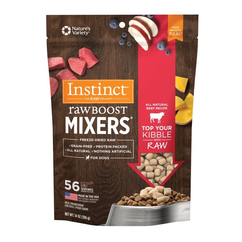 Instinct Raw Boost Mixers, Freeze Dried Dog Food Topper, Grain Free Recipe - All Natural Beef, 14 oz. Bag - Image 1