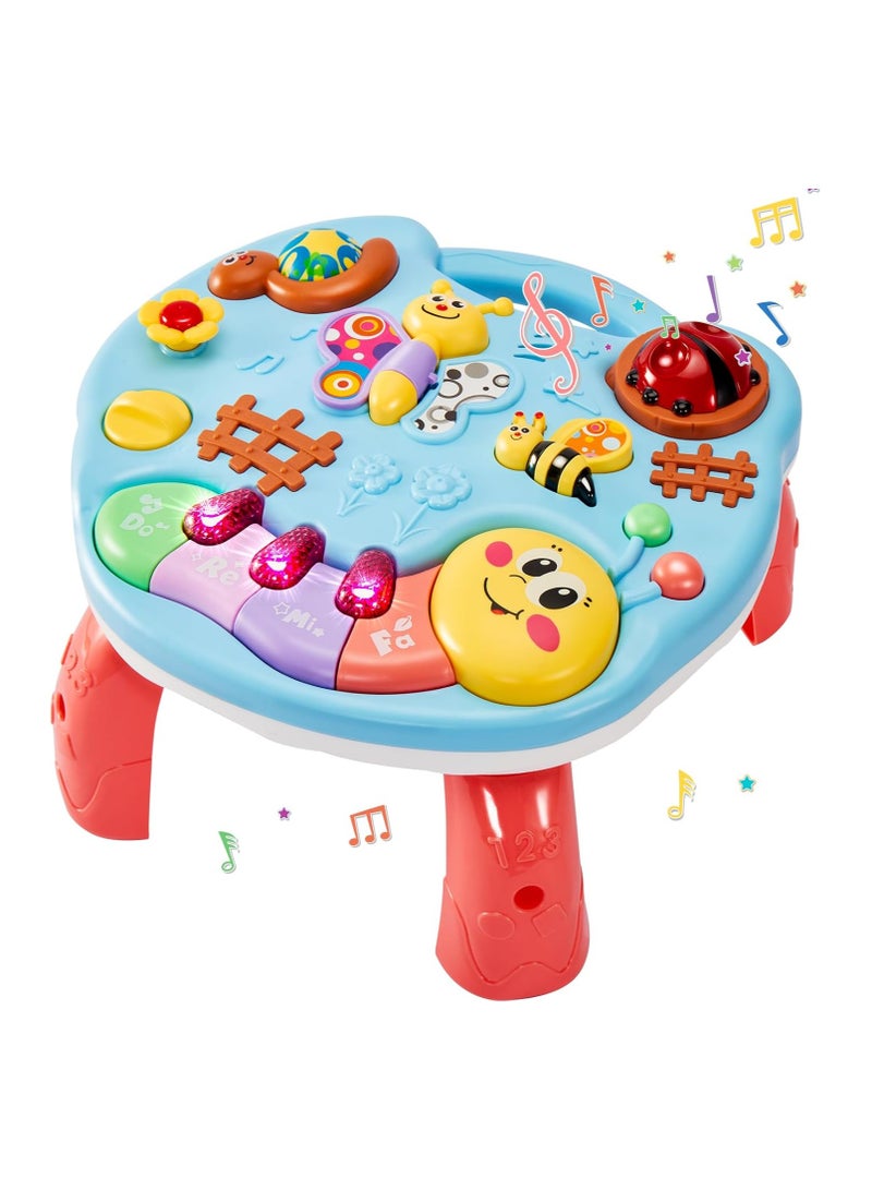 عام لوحة نشاطات الموسيقى للأطفال، لعبة الطفل من عمر سنة بمكونات موسيقية وإضائة، لوحة العبة للأطفال تحتوي على موسيقى، هديّة للطفل في عمر 18 شهرًا إلى 2 سنوات، مناسبة للبنات والأولاد. - Image 1