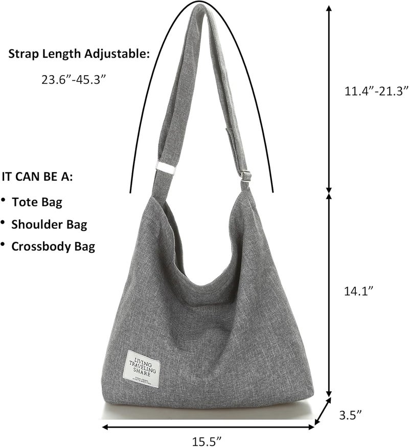 Covelin حقيبة كتف قماشية كبيرة الحجم للنساء بتصميم ريترو، حقيبة هوبو عصرية، حقيبة يد عادية - Image 2