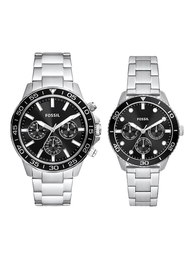 FOSSIL Unisex Analog Round Shape Stainless Steel Watch Set BQ2753SET 45 mm - Image 1