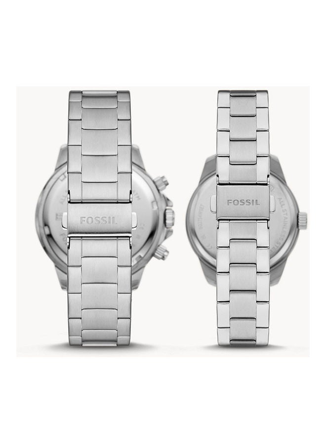 FOSSIL Unisex Analog Round Shape Stainless Steel Watch Set BQ2753SET 45 mm - Image 2