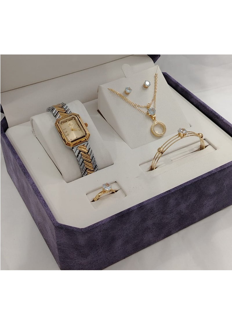 Generic Soft and elegant women's sets, zircon, steel watch 