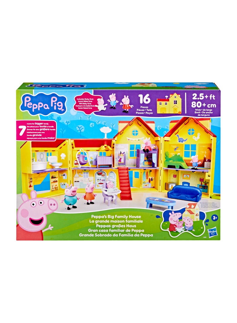 Peppa Pig Peppa's Big Family House Playset with 3 Figures, 11 Accessories, 2025 Version with Baby Evie, Preschool Toys for Girls and Boys 3 and Up  - Image 1