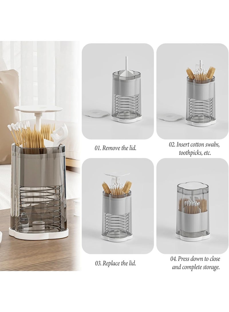 SYOSI 2Pcs Toothpick Dispenser, Floss Pick and Cotton Swab Holder Container, Modern Bathroom and Kitchen Organizer for Teeth Cleaning, Dental Care, Home Desk Decoration - Image 3