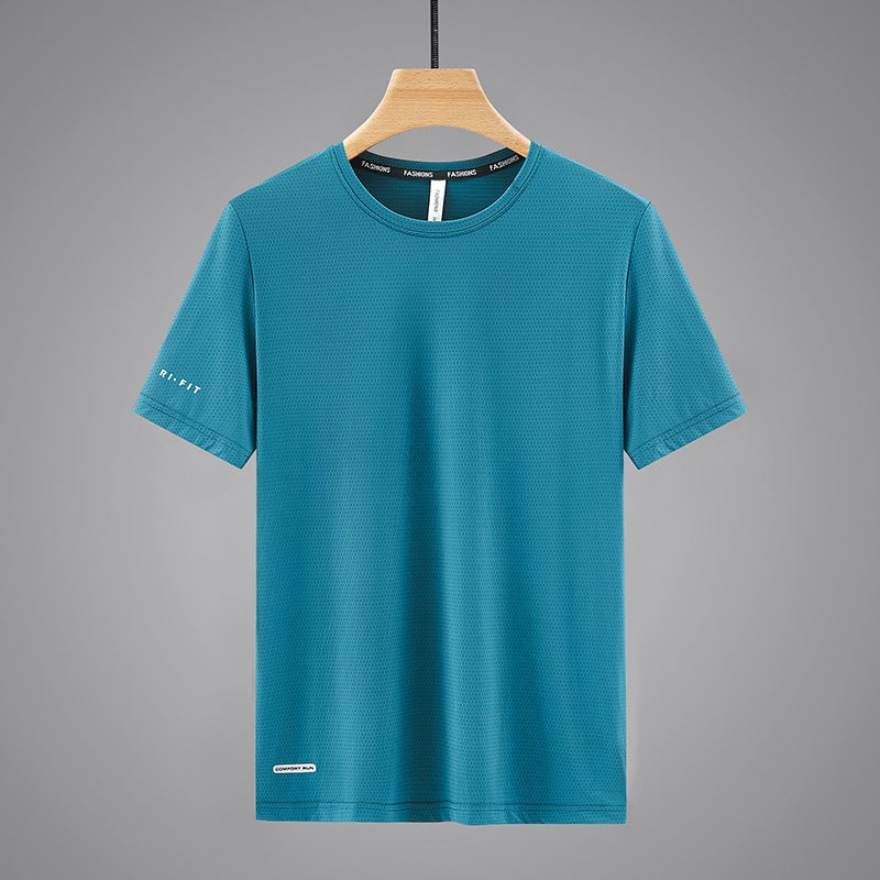 Ice Silk Short-sleeved T-shirt Men's Mercerized Cotton Thin Trendy Casual Quick-drying Couple's T-shirt Fixed Printing Advertising logo Group t - Image 1