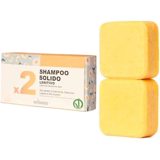 - SOLID SHAMPOO FOR DULL HAIR AND ITCHY SCALP - ORGANIC SHOWER GEL WITHOUT SOAP PIECE WITH CHAMOMILE, CALENDULA AND ALOE - 100% VEGAN & PLASTIC FREE - 130 G - MADE IN ITALY - Image 2
