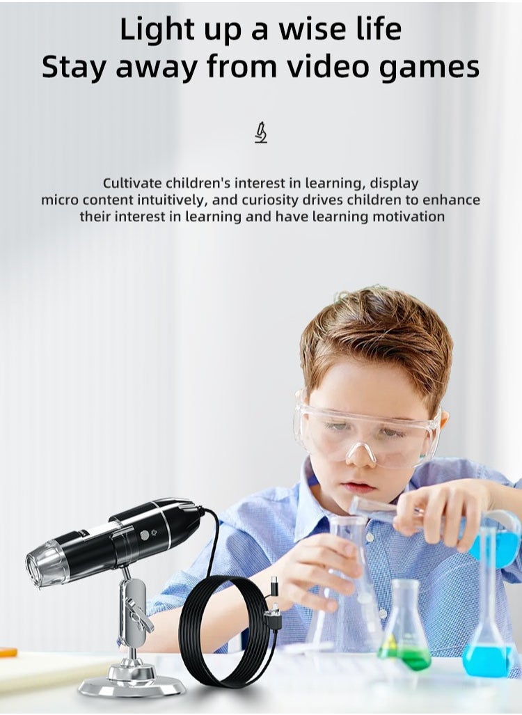 Three In One USB High Definition Digital Microscope , Digital Handheld 500X-1000X 1600X Magnification Endoscope With Mini Video Camera LED Lights