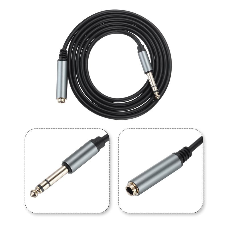 QUARKZMAN 6.35mm 1/4'' TRS Male to Female 6 Feet Stereo Audio Cable Patch Cord HiFi Auxiliary Extension Cable 1/4 Inch TRS Headphone Guitar for Phone Speaker, Black - Image 2