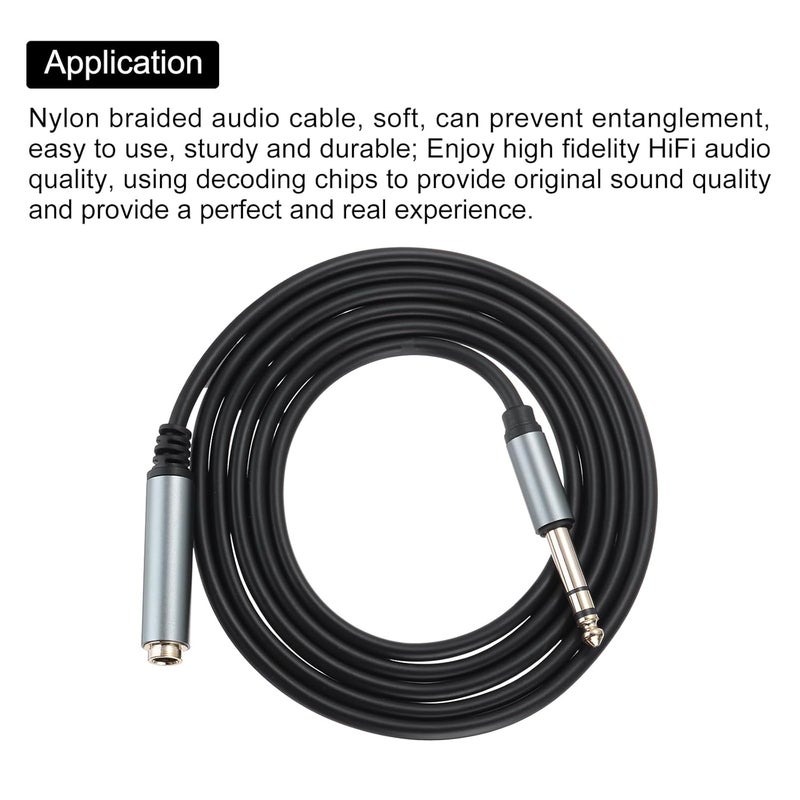 QUARKZMAN 6.35mm 1/4'' TRS Male to Female 6 Feet Stereo Audio Cable Patch Cord HiFi Auxiliary Extension Cable 1/4 Inch TRS Headphone Guitar for Phone Speaker, Black - Image 4