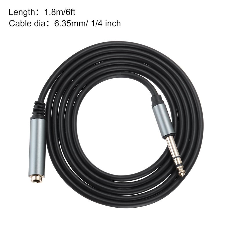 QUARKZMAN 6.35mm 1/4'' TRS Male to Female 6 Feet Stereo Audio Cable Patch Cord HiFi Auxiliary Extension Cable 1/4 Inch TRS Headphone Guitar for Phone Speaker, Black - Image 3
