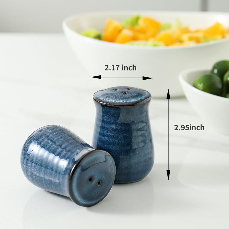 glowworm Blue Salt and Pepper Shakers Set, Ceramic Salt and Pepper Shakers, Farmhouse Kitchen Decor for Home Restaurants, Spice Shaker for Cooking Baking BBQ - Image 2